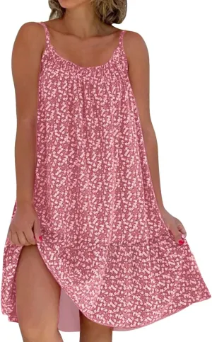 Womens Summer Dresses Loose U Neck Sleeveless Sundresses Beach Cute Teen Short 2025 Trendy Outfits