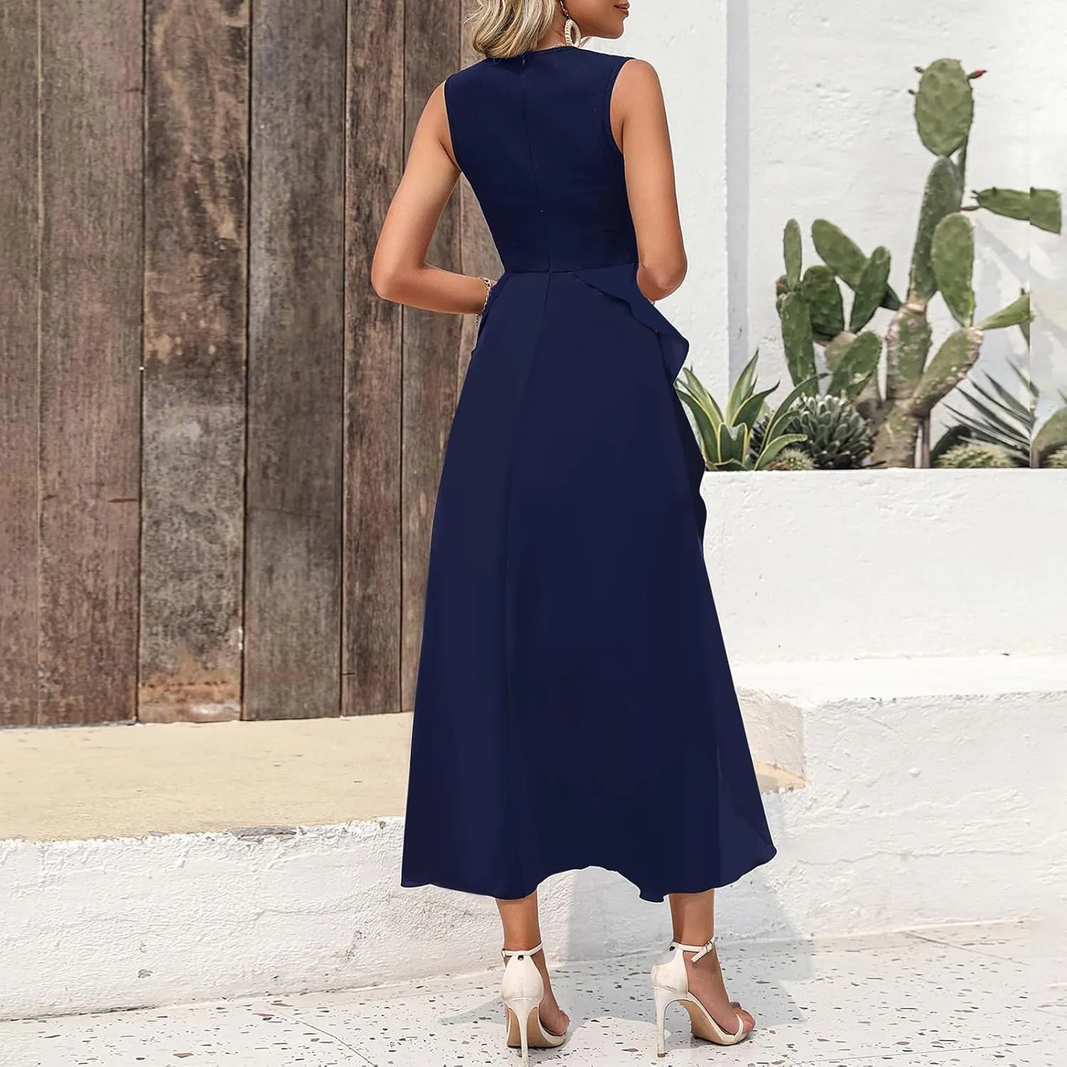 Women's Sundresses 2025 Summer Casual Loose Trendy Sleeveless Floral Print Split Beach Boho Maxi Dress, S-2XL
