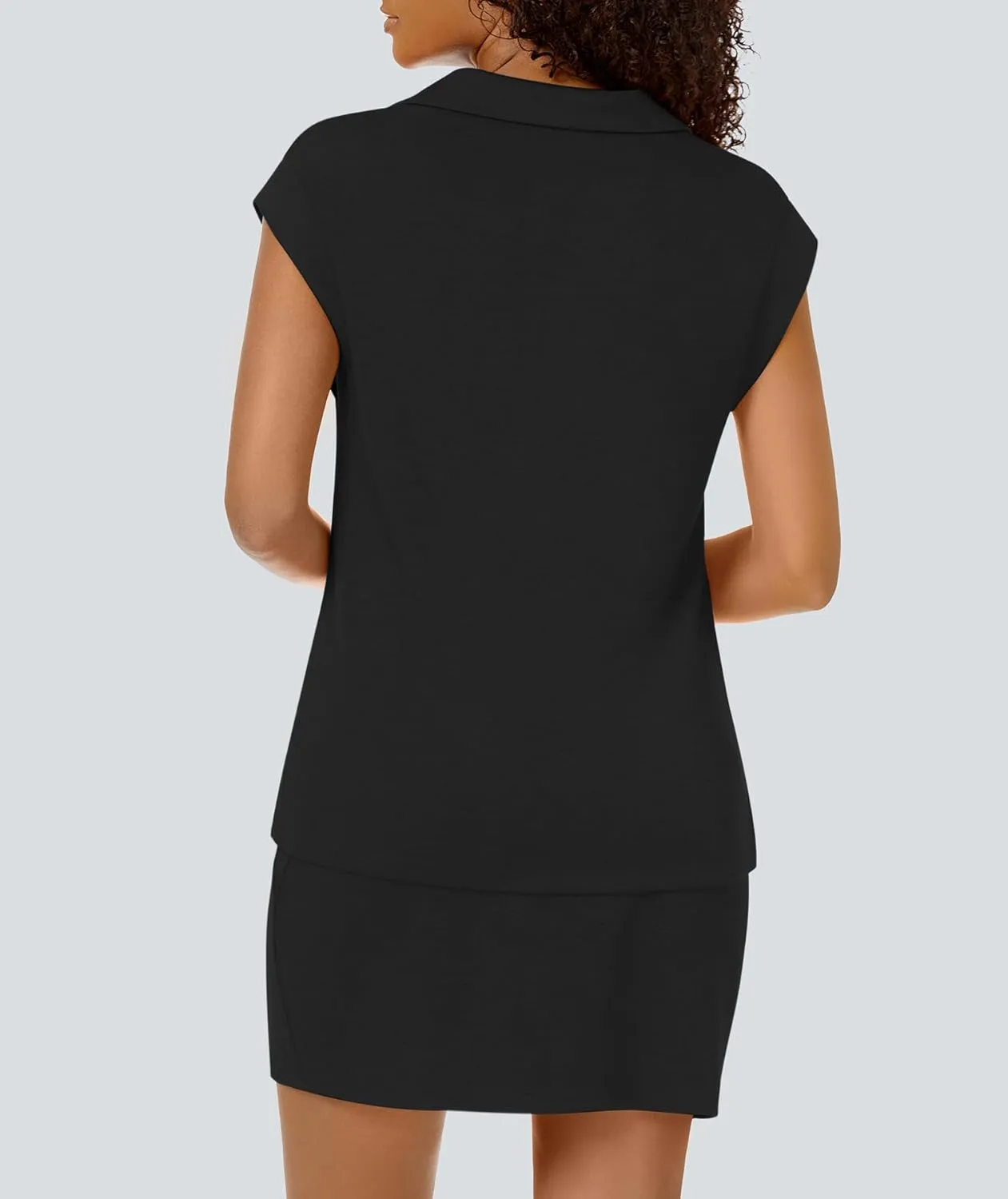 Womens Two Piece Skirt Sets Tennis Outfits Casual Cap Sleeve Lapel Shirt Summer Athletic Sport Short Skort Set