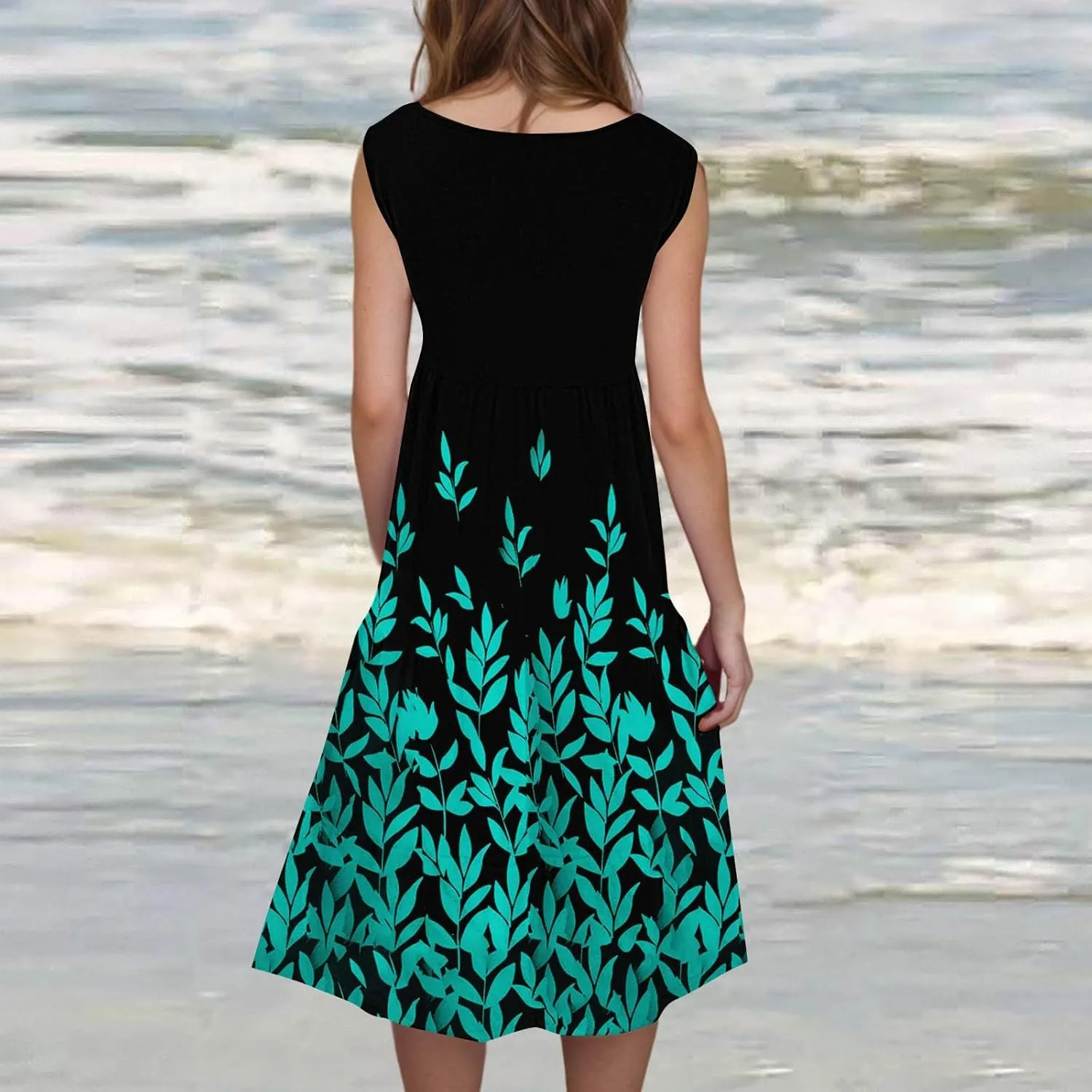 XOWRTE Summer Dresses for Women Plus Size Beach Dress Casual Sundresses Sexy Sleeveless Dress Flowy Midi Dresses