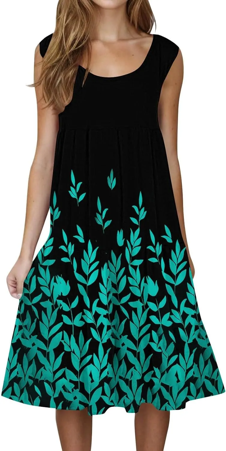 XOWRTE Summer Dresses for Women Plus Size Beach Dress Casual Sundresses Sexy Sleeveless Dress Flowy Midi Dresses