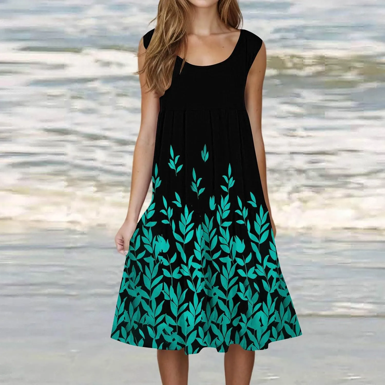 XOWRTE Summer Dresses for Women Plus Size Beach Dress Casual Sundresses Sexy Sleeveless Dress Flowy Midi Dresses