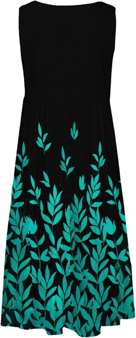 XOWRTE Summer Dresses for Women Plus Size Beach Dress Casual Sundresses Sexy Sleeveless Dress Flowy Midi Dresses