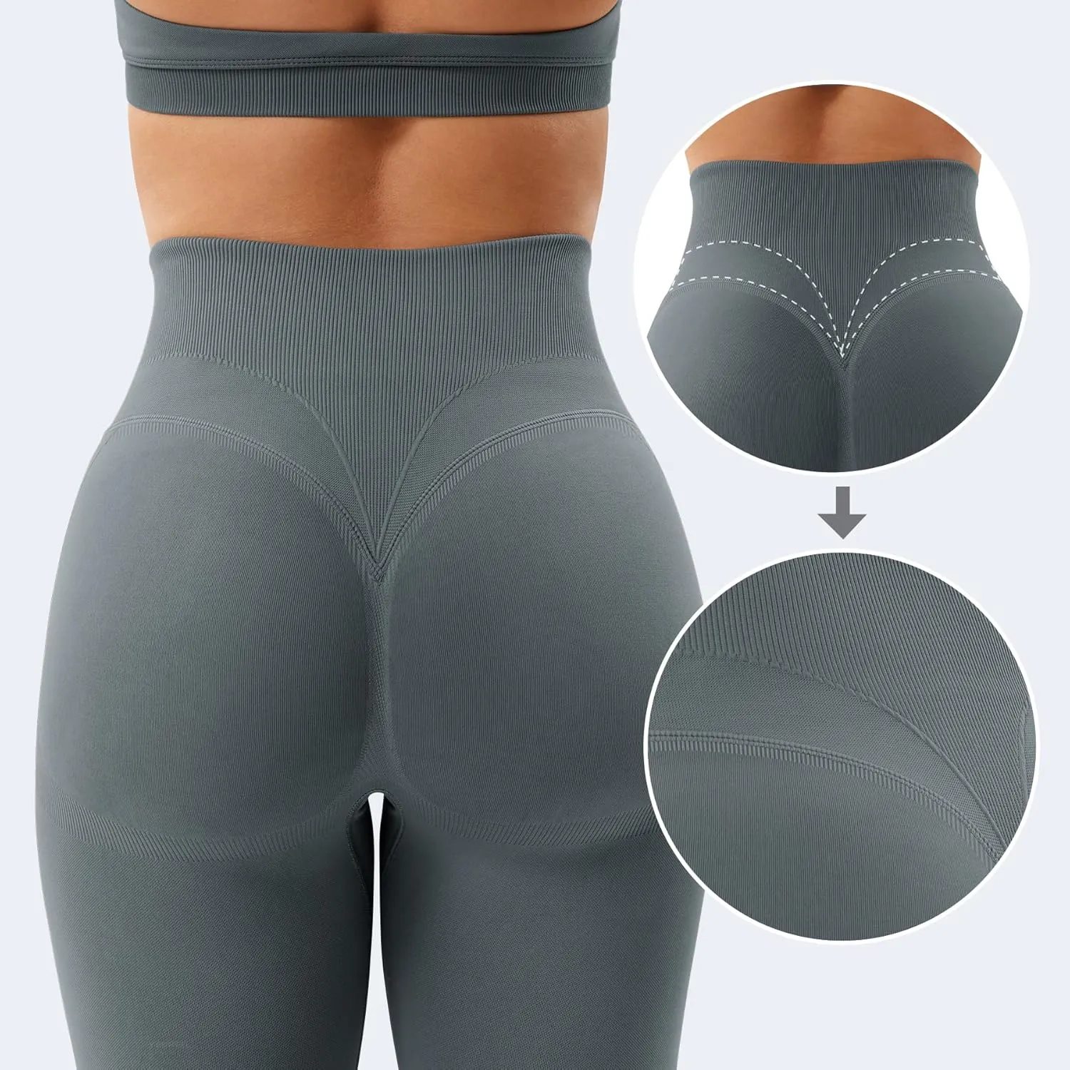 YEOREO Women Activate Workout Hidden Scrunch Leggigns Gym Booty Lifting High Waist Leggings Seamless Yoga Pants
