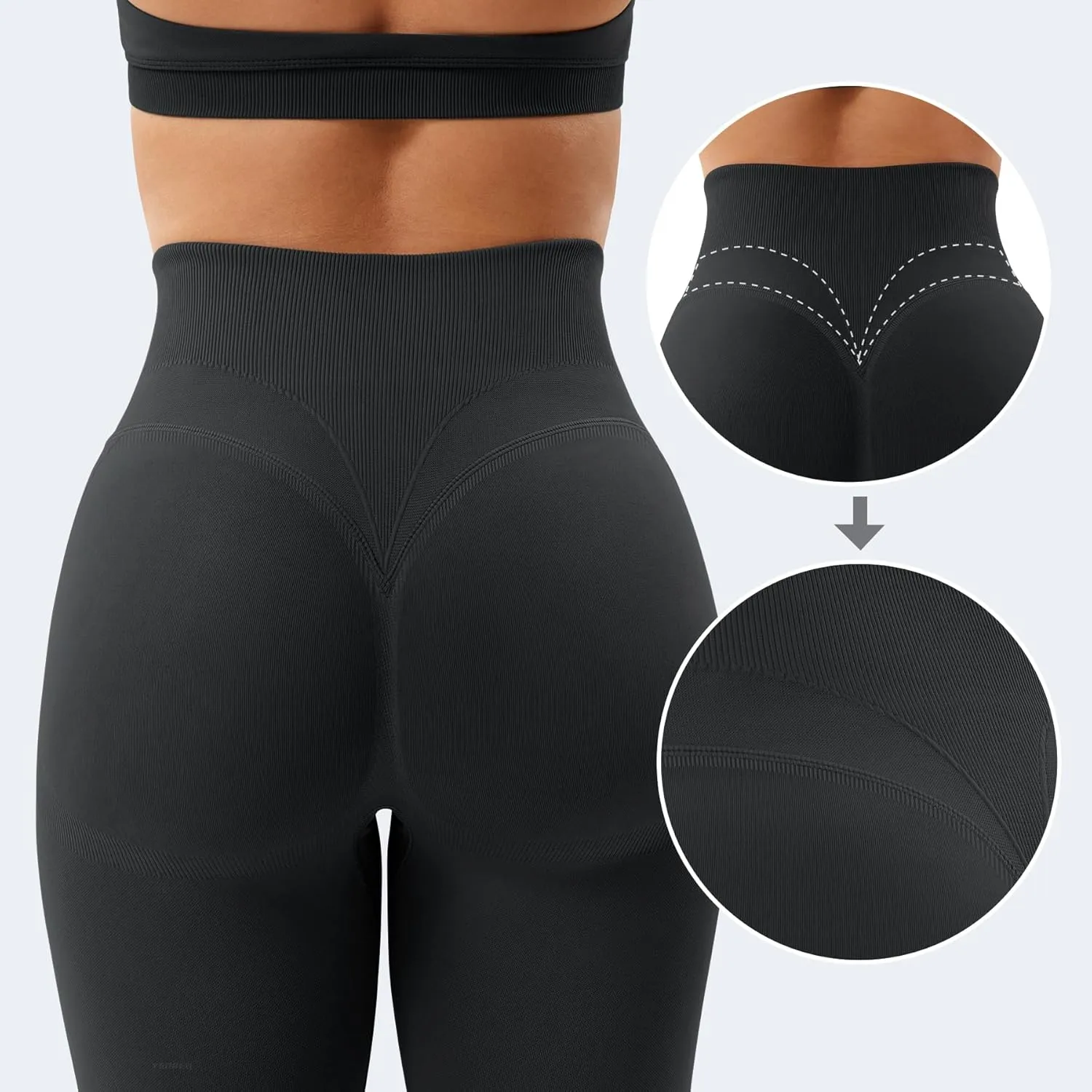 YEOREO Women Activate Workout Hidden Scrunch Leggigns Gym Booty Lifting High Waist Leggings Seamless Yoga Pants