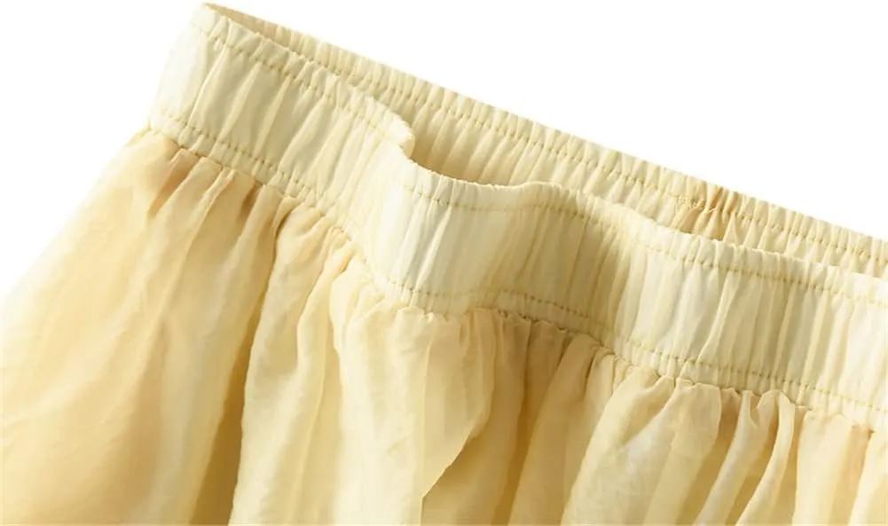 Youllyuu High Waist Mesh Skirt for Women A Line Spring Summer Long Midi Skirts