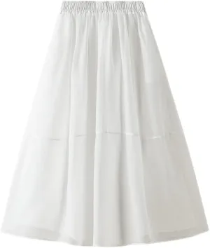Youllyuu High Waist Mesh Skirt for Women A Line Spring Summer Long Midi Skirts