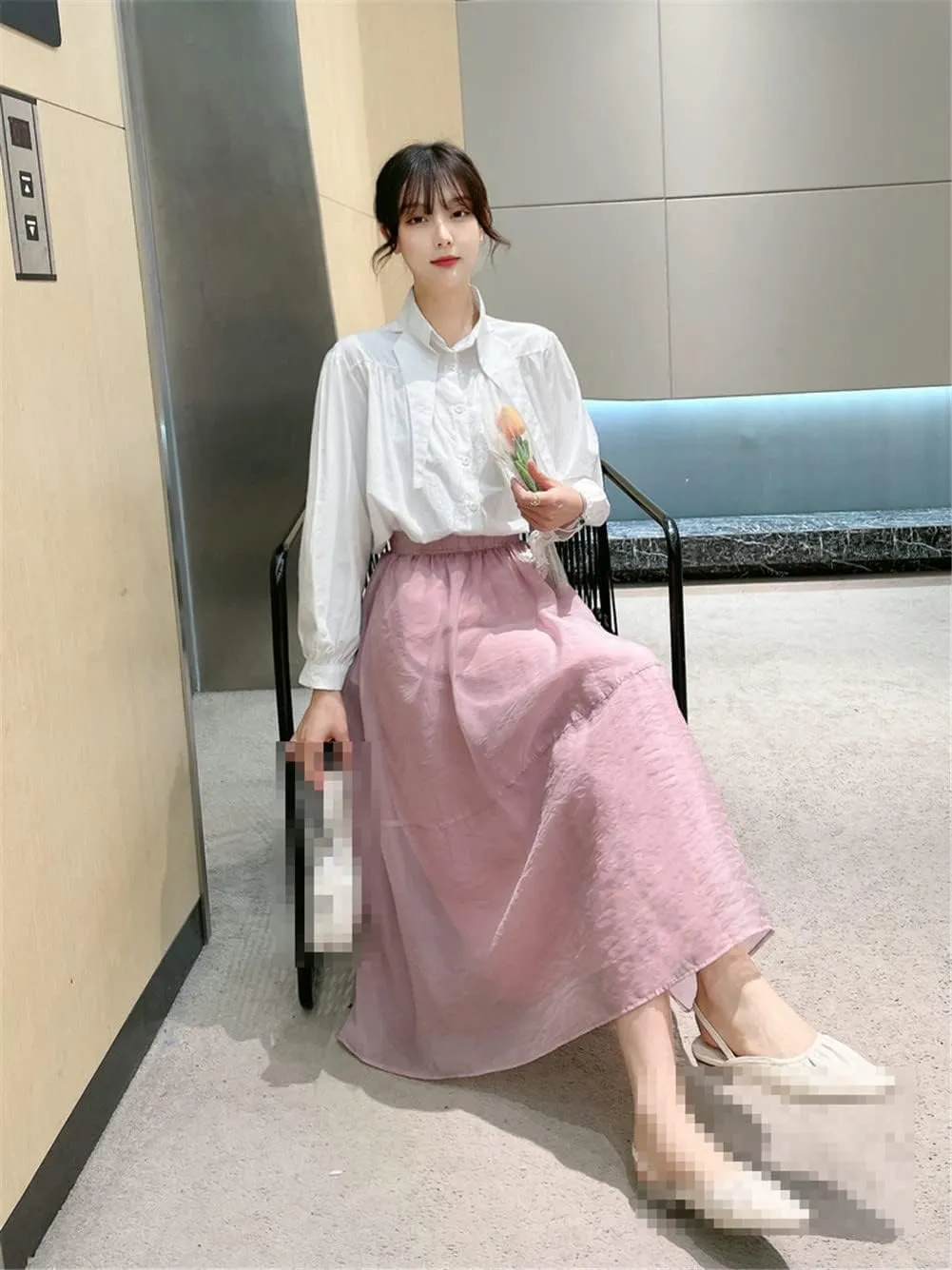 Youllyuu High Waist Mesh Skirt for Women A Line Spring Summer Long Midi Skirts