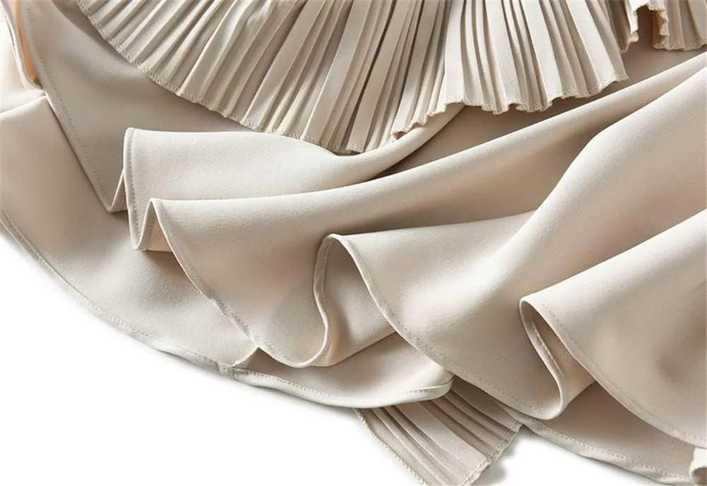 Youllyuu Irregular Ruffled Skirt Umbrella A Line Women Ladies Long Midi Skirts