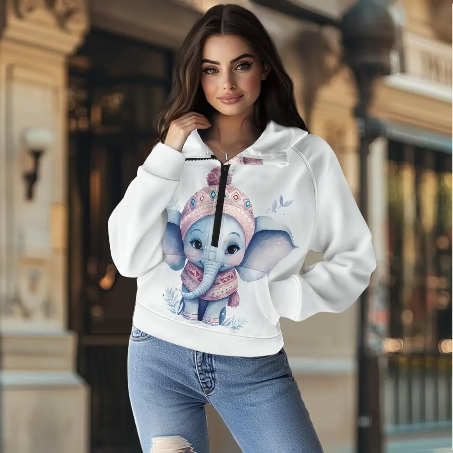 Yzaoxia Women's Hoodies Half Zip Sweatshirt Oversized Pullover Top