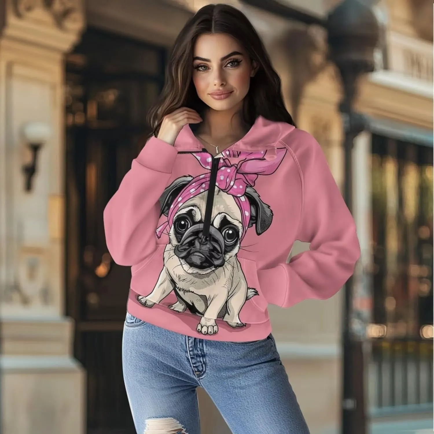 Yzaoxia Women's Hoodies Half Zip Sweatshirt Oversized Pullover Top