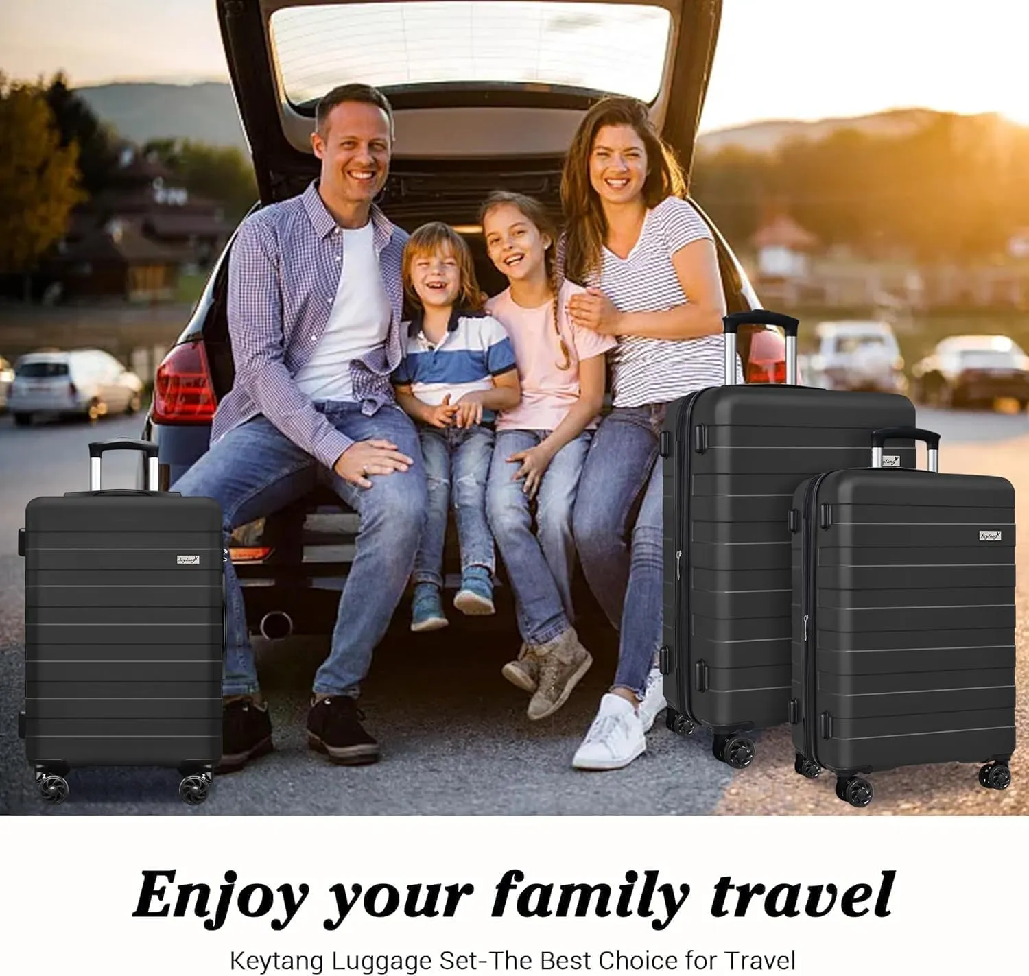 Zebra Light weight Hardside Expandable Luggage Spinner Wheels Luggage Suitcase W/TSA Lock 3-Piece Luggage Set, Include 20 Carry on Luggage Suitecase(20/24/28),Dark Black
