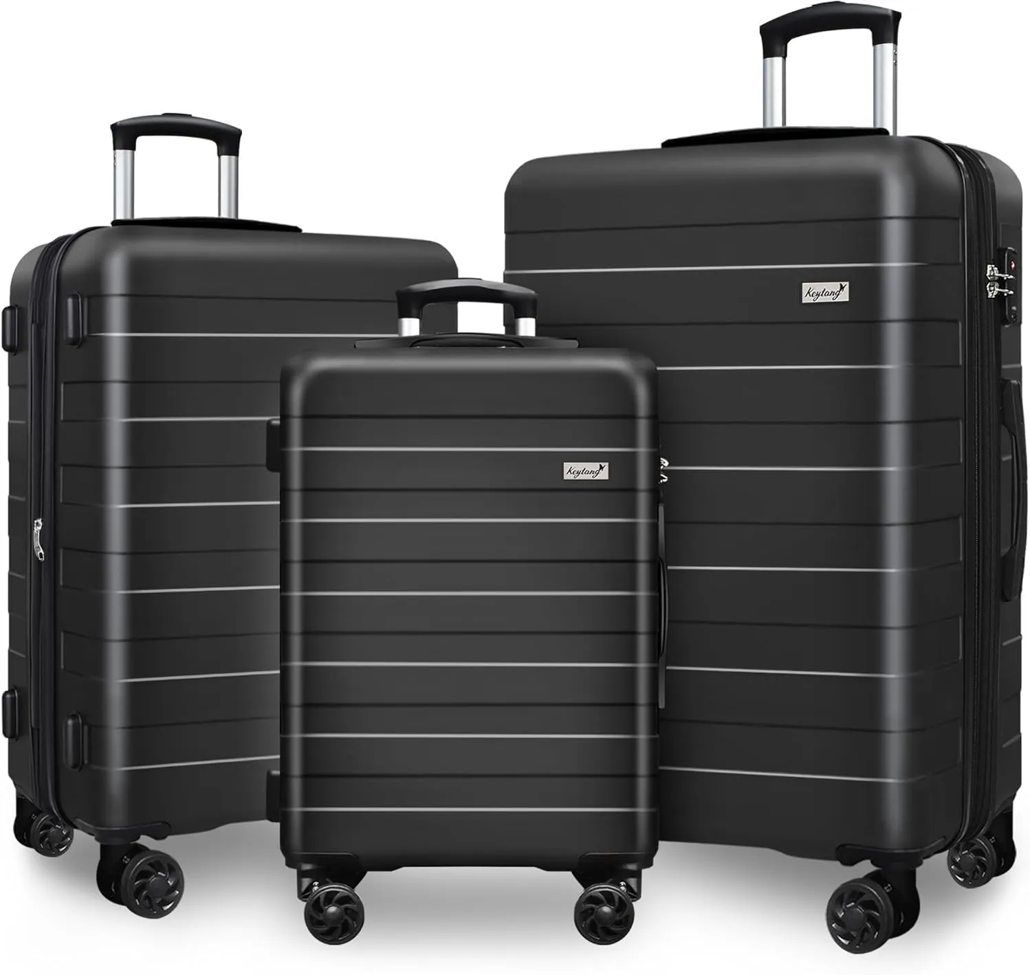 Zebra Light weight Hardside Expandable Luggage Spinner Wheels Luggage Suitcase W/TSA Lock 3-Piece Luggage Set, Include 20 Carry on Luggage Suitecase(20/24/28),Dark Black