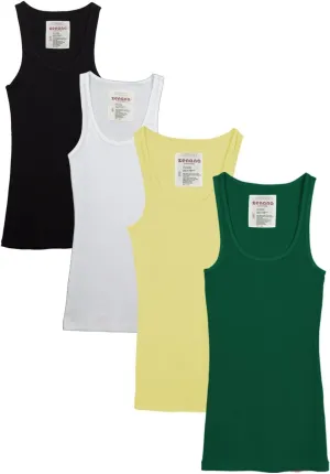 Zenana Outfitters 4 Pack Womens Basic Ribbed Racerback Tank Top